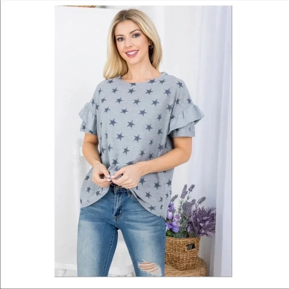 Star⭐️ print ruffle sleeve top - Picture 5 of 9
